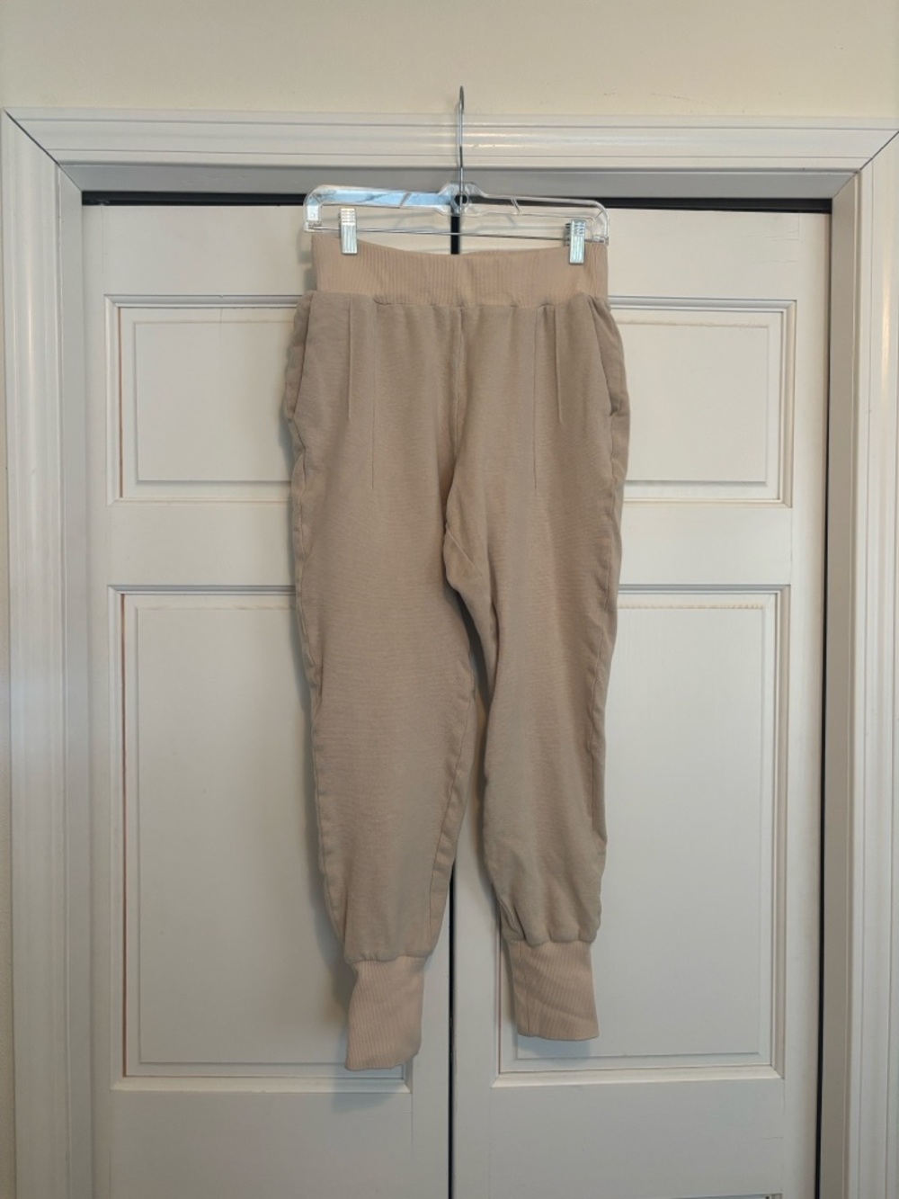 Varley Beige Track Joggers with High Waist